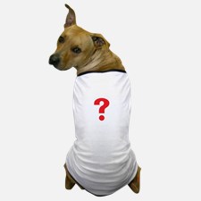 Picture of a cute dog in a tshirt with question mark on it